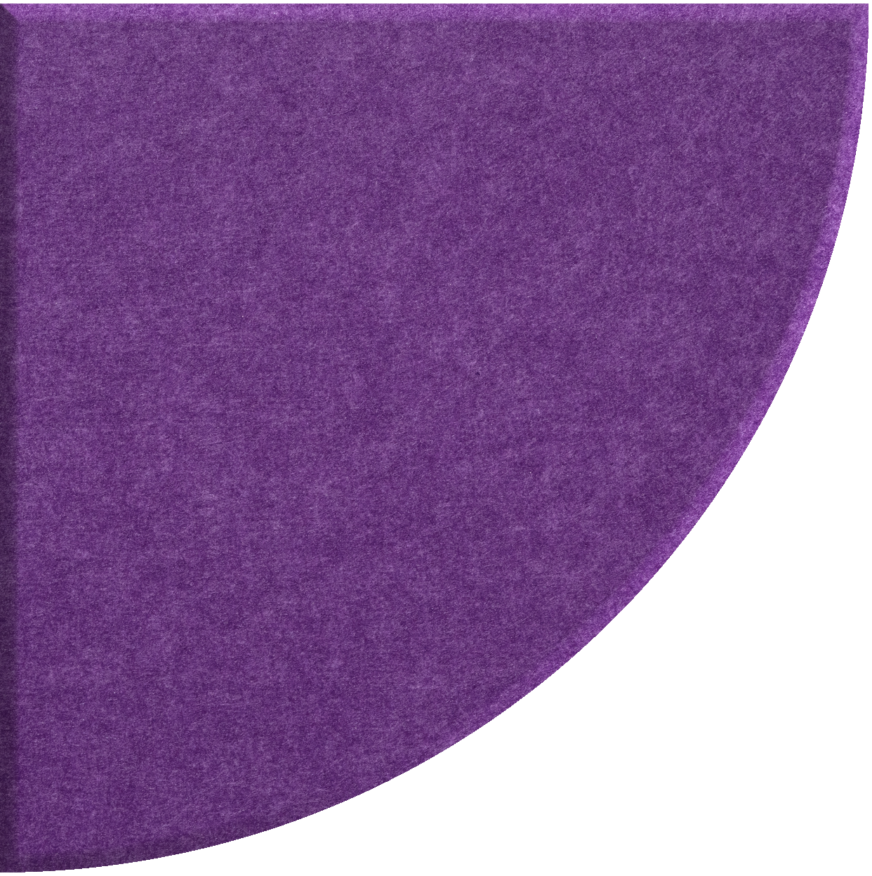 Purple quarter circle tile with textured surface and curved edge.