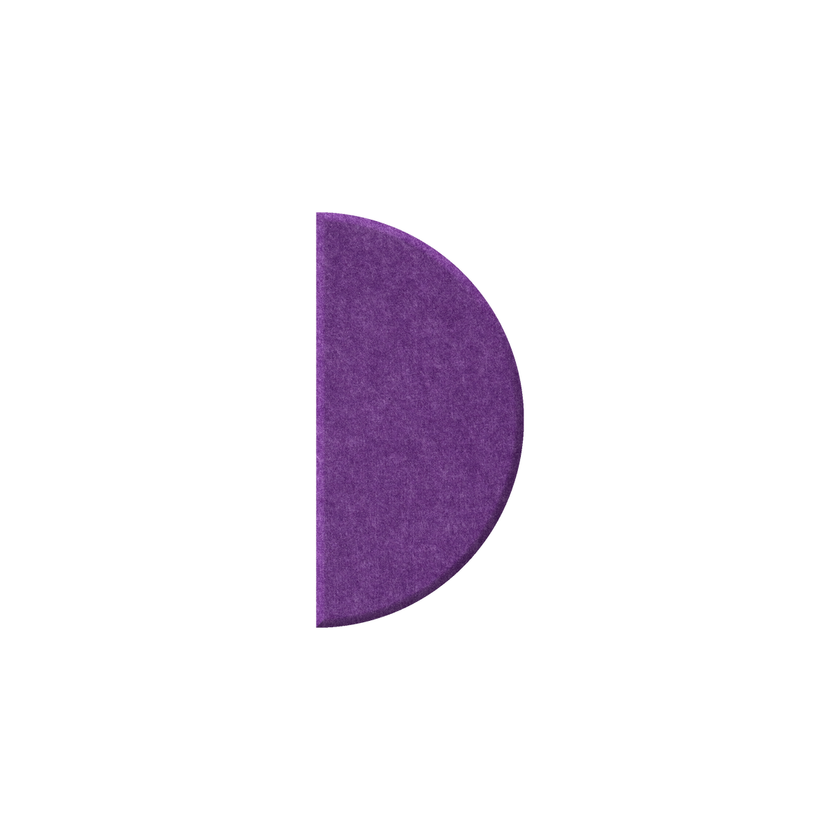 A single purple, semi-circular felt-like pad or patch shown on a plain white background.