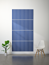 Large rectangular felt sheet with layered blue and white parallel vertical stripes and horizontal divisions.
