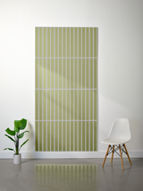 Large olive-green felt sheet with parallel vertical line engravings and horizontal dividing bands.