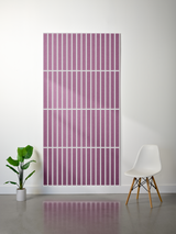 Large felt sheet with engraved parallel vertical lines in mauve and white, arranged in four horizontal sections.