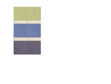 Three horizontal color blocks stacked vertically: sage green top, blue middle, and charcoal bottom with thin dividing lines.