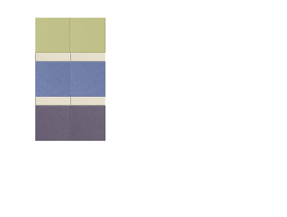Three horizontal color blocks stacked vertically: sage green top, blue middle, and charcoal bottom with thin dividing lines.