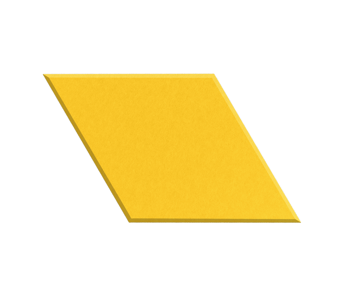 Yellow square tile on a white background