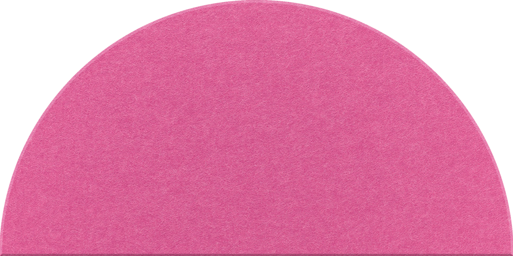 Hot Pink felt tile in a large half circle shape