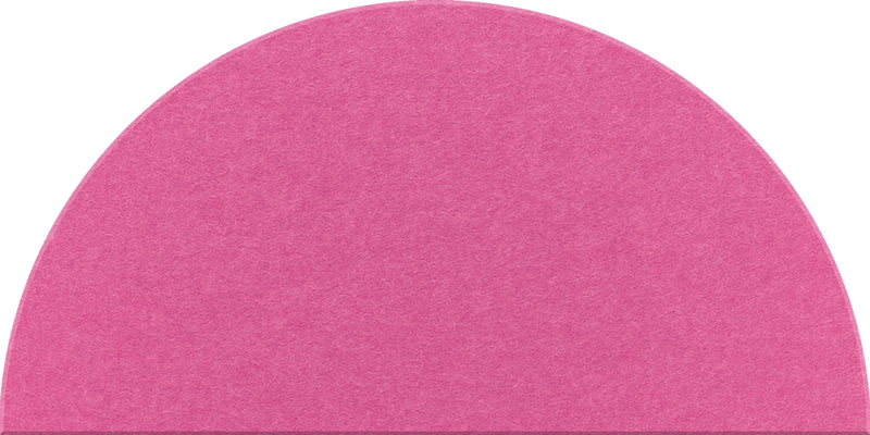 Hot Pink felt tile in a large half circle shape