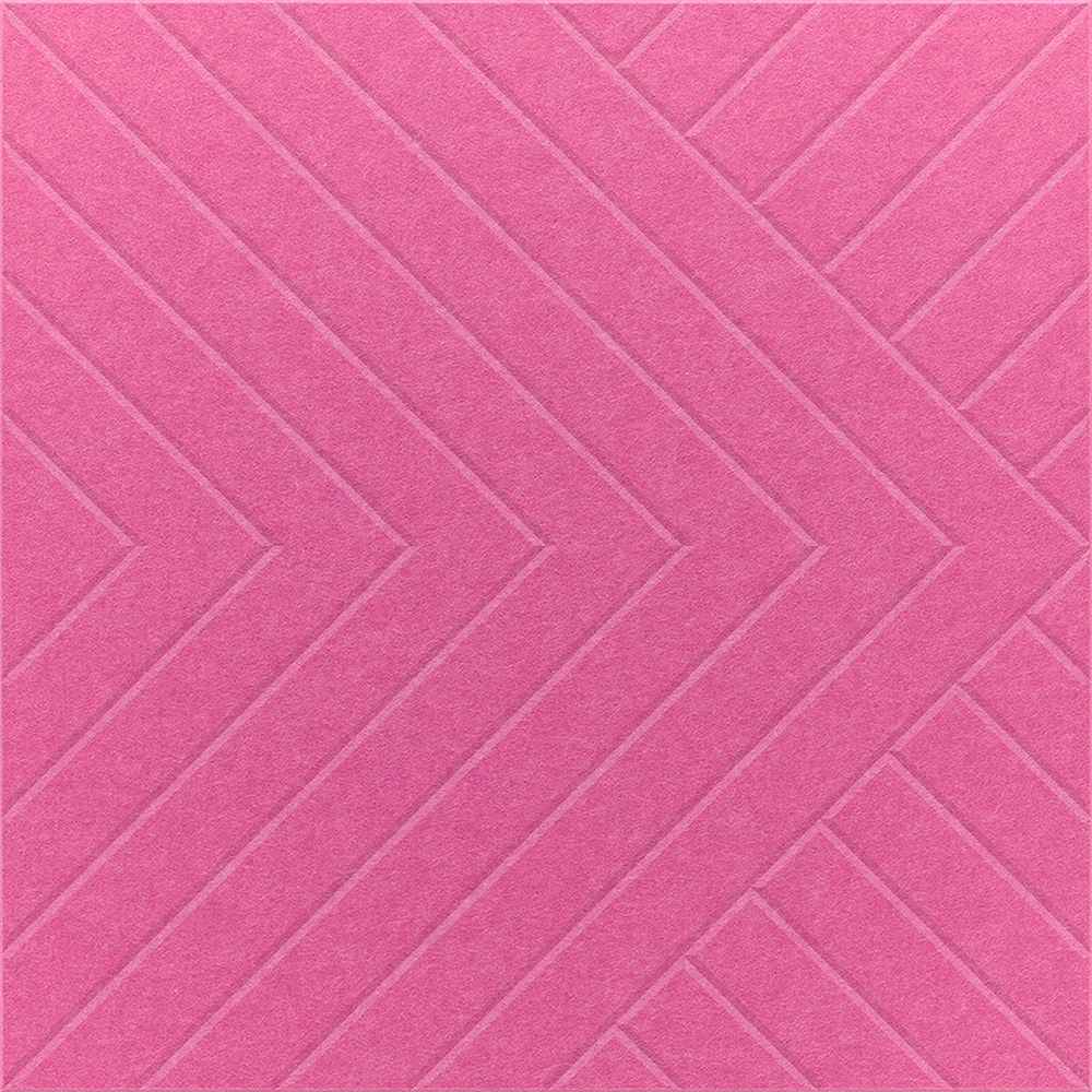Hot Pink 2' x 2' felt wall panel with lines in the converge design
