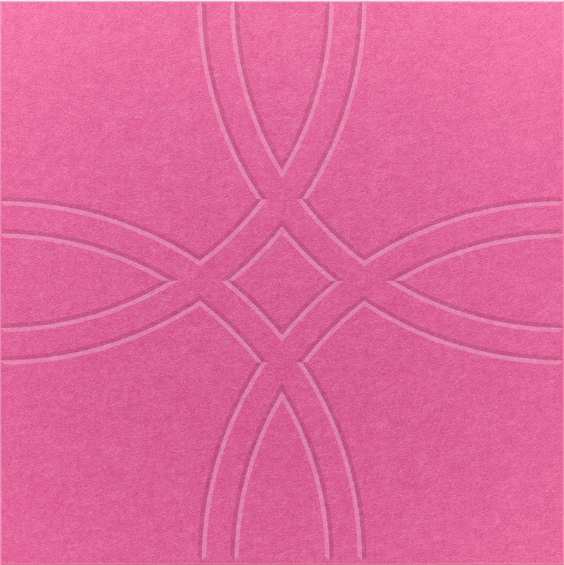 Hot Pink 2' x 2' felt wall panel with curved lines in the knot design