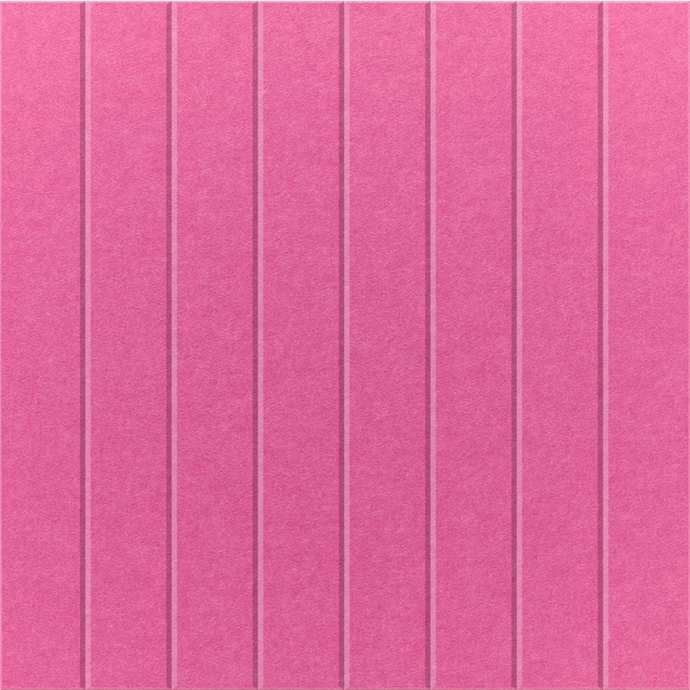 Hot pink 2' x 2' felt wall panel with straight lines in the Parallel design