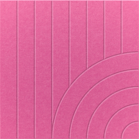 Hot Pink 2' x 2' felt wall panel with straight and curved lines in the tangent design
