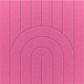 Hot Pink 2' x 2' felt wall panel with straight and curved lines in the zen design.