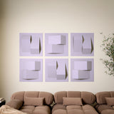 Modern light purple geometric felt tiles providing sound absorption and dimensional wall decor
