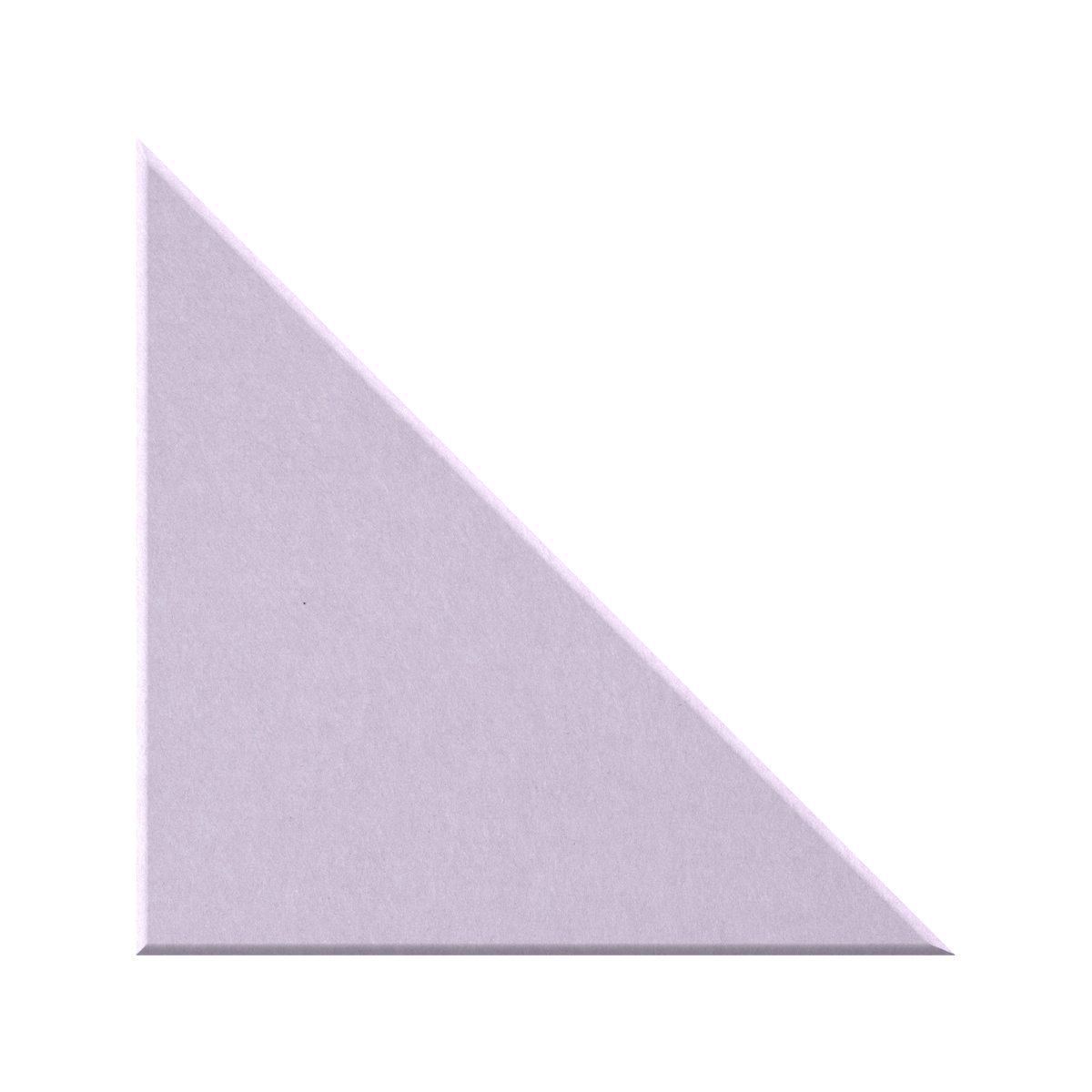 A light lavender-gray triangular card or tile with a subtle textured surface, shown against a solid white background.