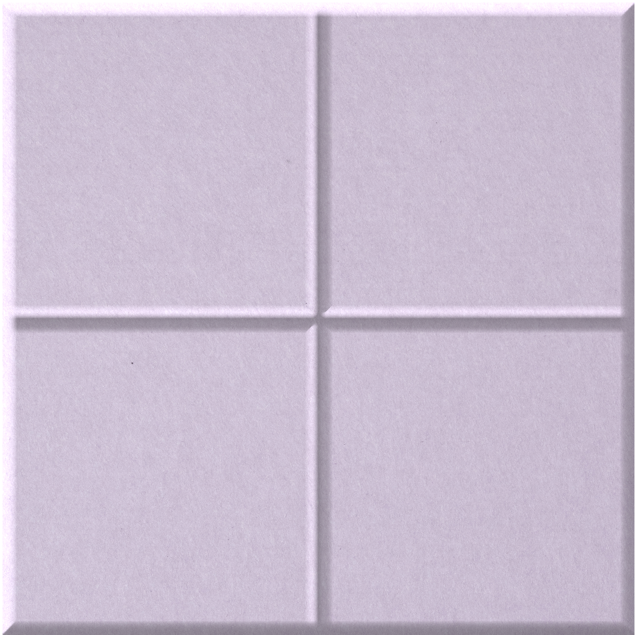 Light purple tile divided into four equal squares with raised grout lines between sections.