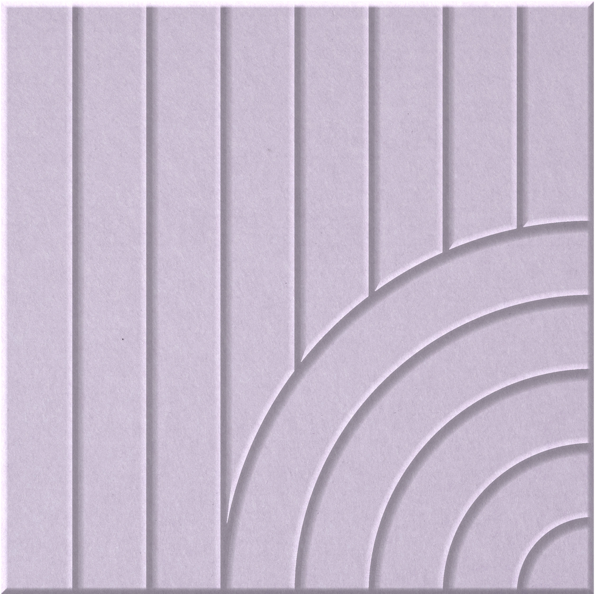 Lilac 9mm Engraved Tangent felt sample with concentric quarter circle grooves