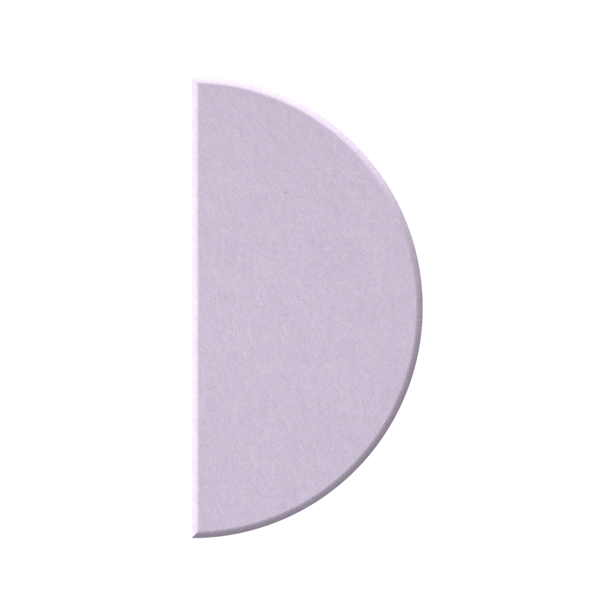 A single lowercase-style letter D rendered as a flat, semi-transparent pastel lavender shape on a plain white background.