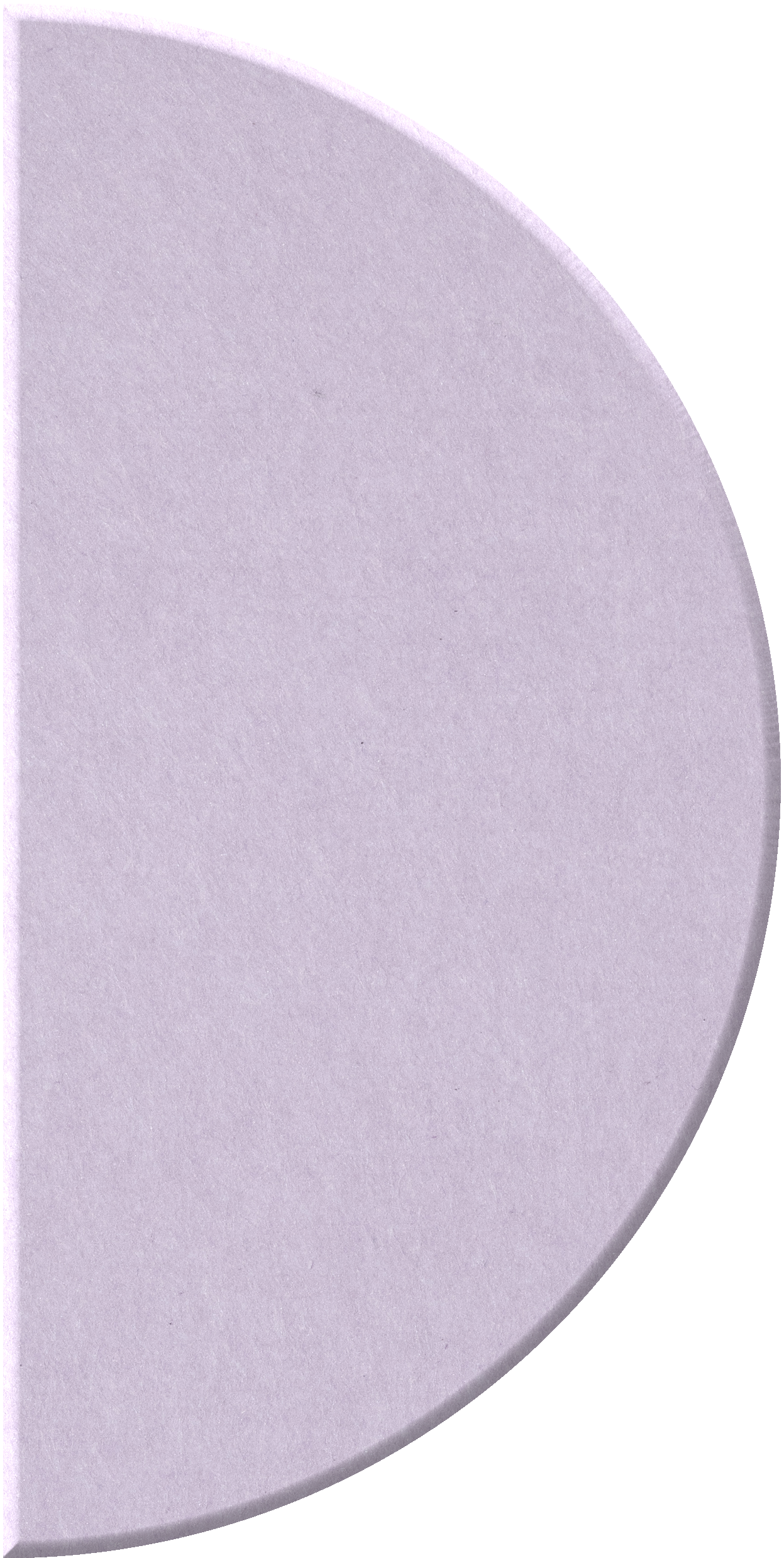 Lavender half-circle tile with smooth matte finish and curved edge detail.