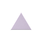 A light lavender purple triangle-shaped tile or coaster on a solid white background.