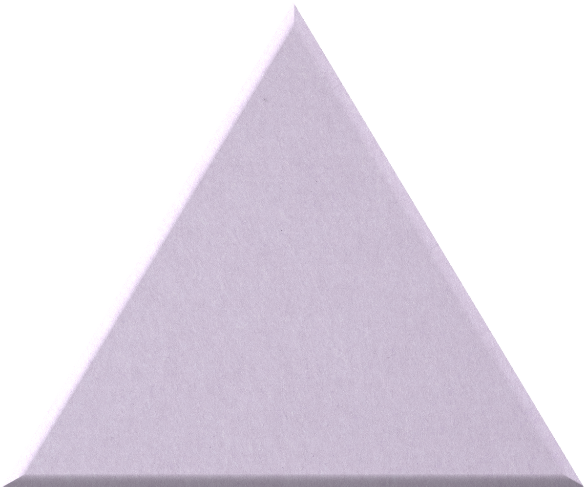 Lavender-purple triangle tile with textured matte surface against white background.