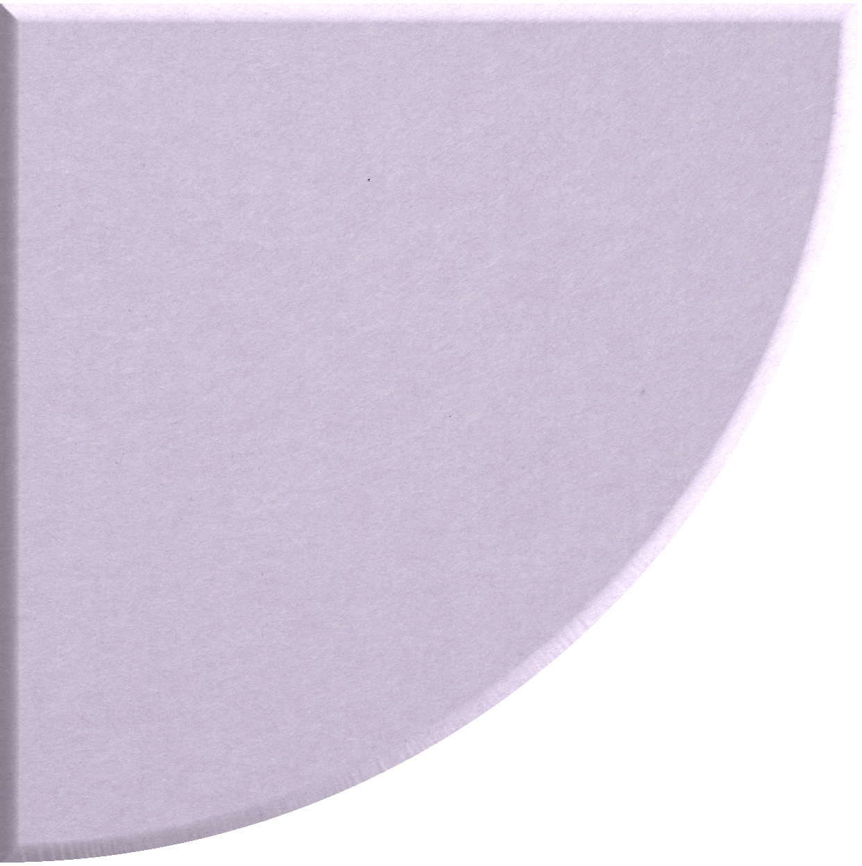 Lavender quarter circle tile with curved edge and matte finish.