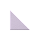 A light lavender-purple triangular wedge, resembling a 45-degree corner or geometric tile, shown on a solid white background.