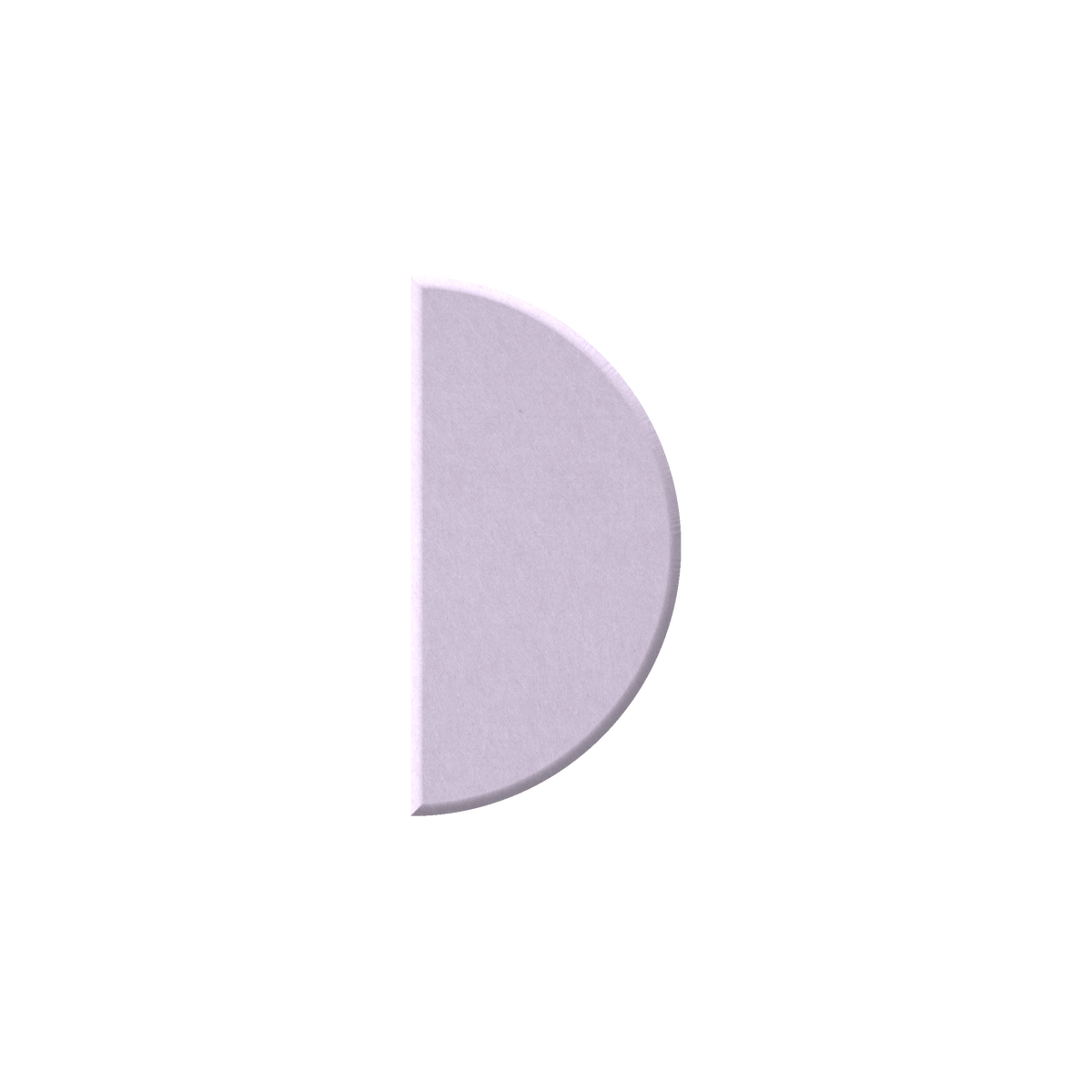 A single pale lavender-pink semicircle or D-shaped cosmetic pan on a solid white background.