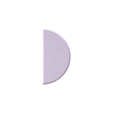 A single pale lavender-pink semicircle or D-shaped cosmetic pan on a solid white background.