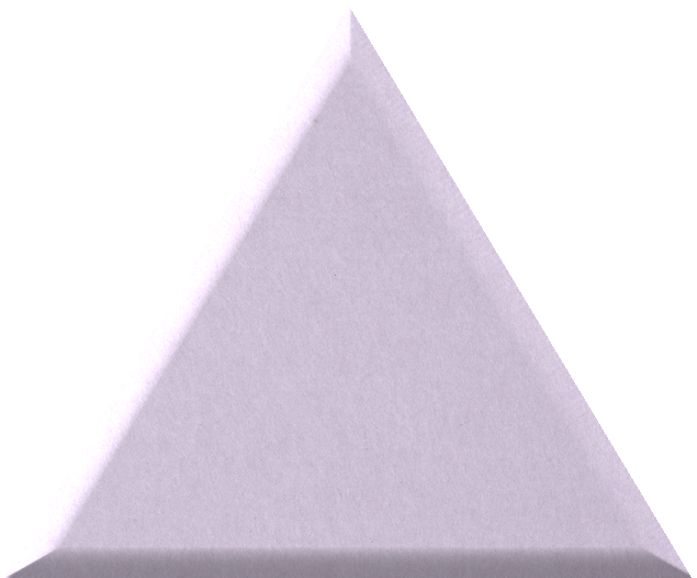 Lavender triangle tile with three-dimensional raised edges and subtle shadow.