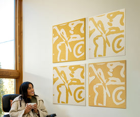 Felt Scribble Tiles on wall