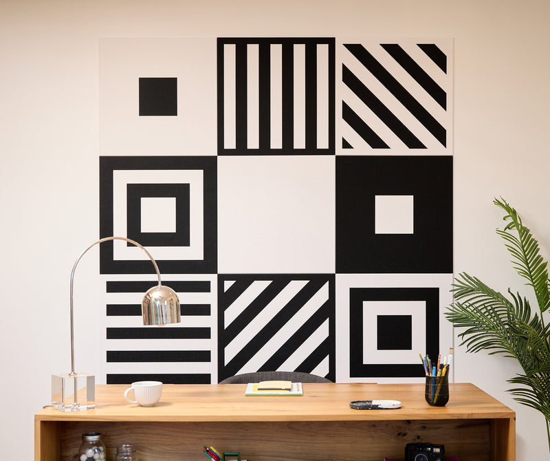 Contemporary black and white tiles on wall