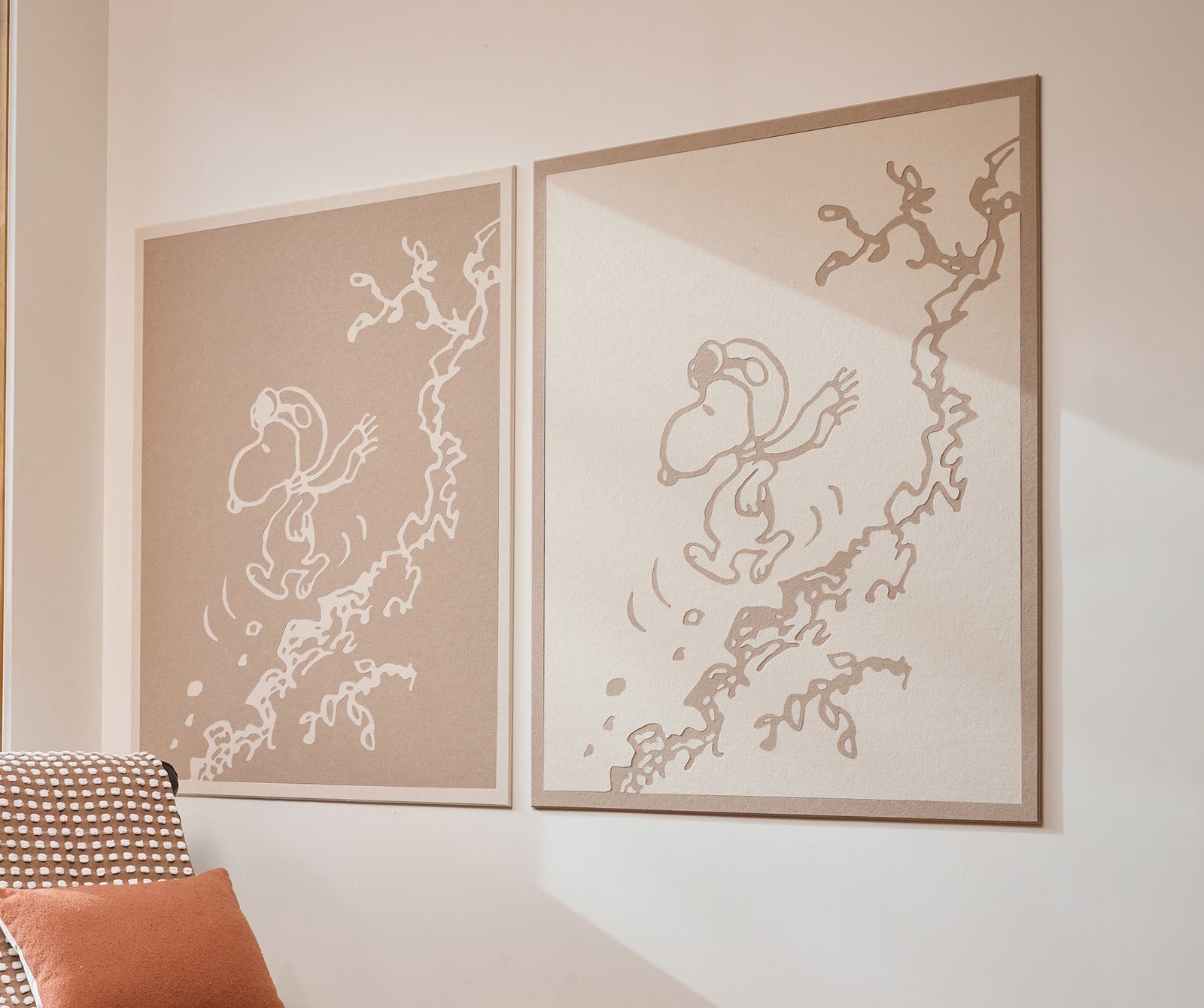 Snoopy on Hill Felt Art on a Wall