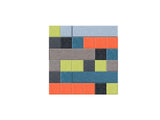 geometric pinboard in bleu, green, orange and gray