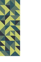 Geometric pattern with repeating triangles in lime green, teal, and navy blue arranged in diamond shapes.