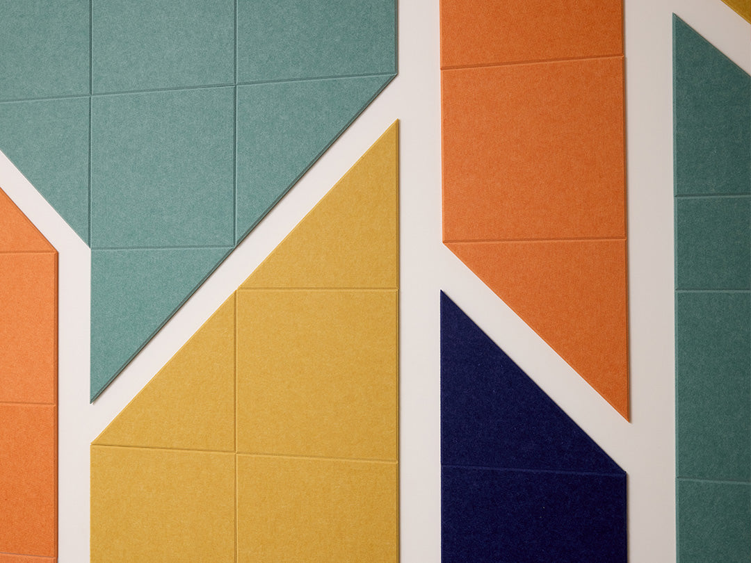 Colorful geometric tile pattern on a wall