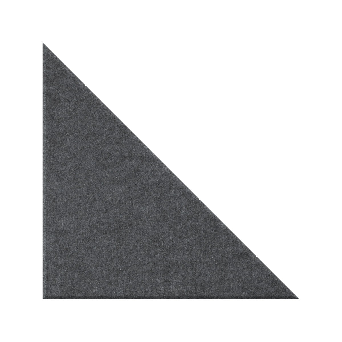 A dark gray felt triangular wedge with a textured surface, isolated on a solid white background.