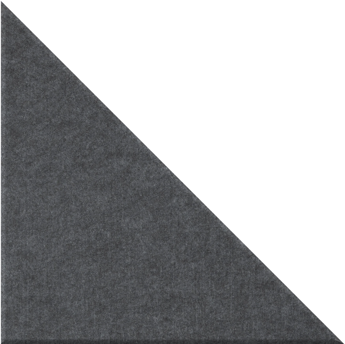 Dark gray right triangle tile with textured surface and clean diagonal edge.