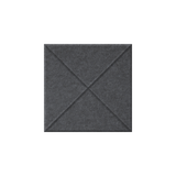 A square dark gray felt or fabric panel with stitched diagonal lines forming an X pattern, shown against a plain white background.