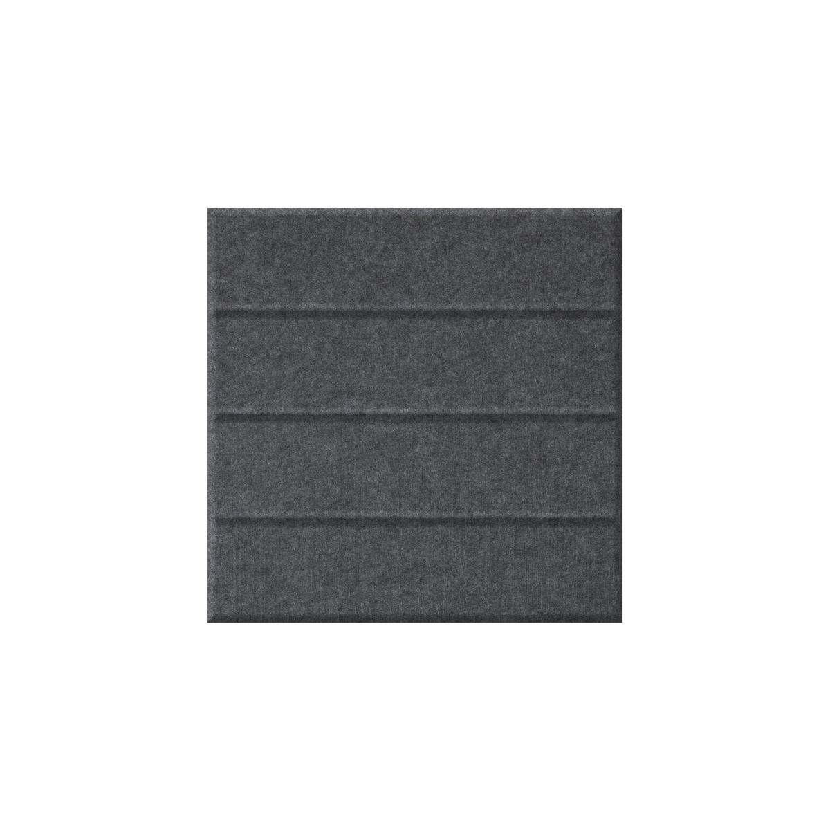 A square dark gray textured panel with horizontal grooved lines, centered on a plain white background.