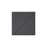 A square dark gray felt or fabric sample with a diagonal seam dividing it into two triangles, shown on a plain white background.