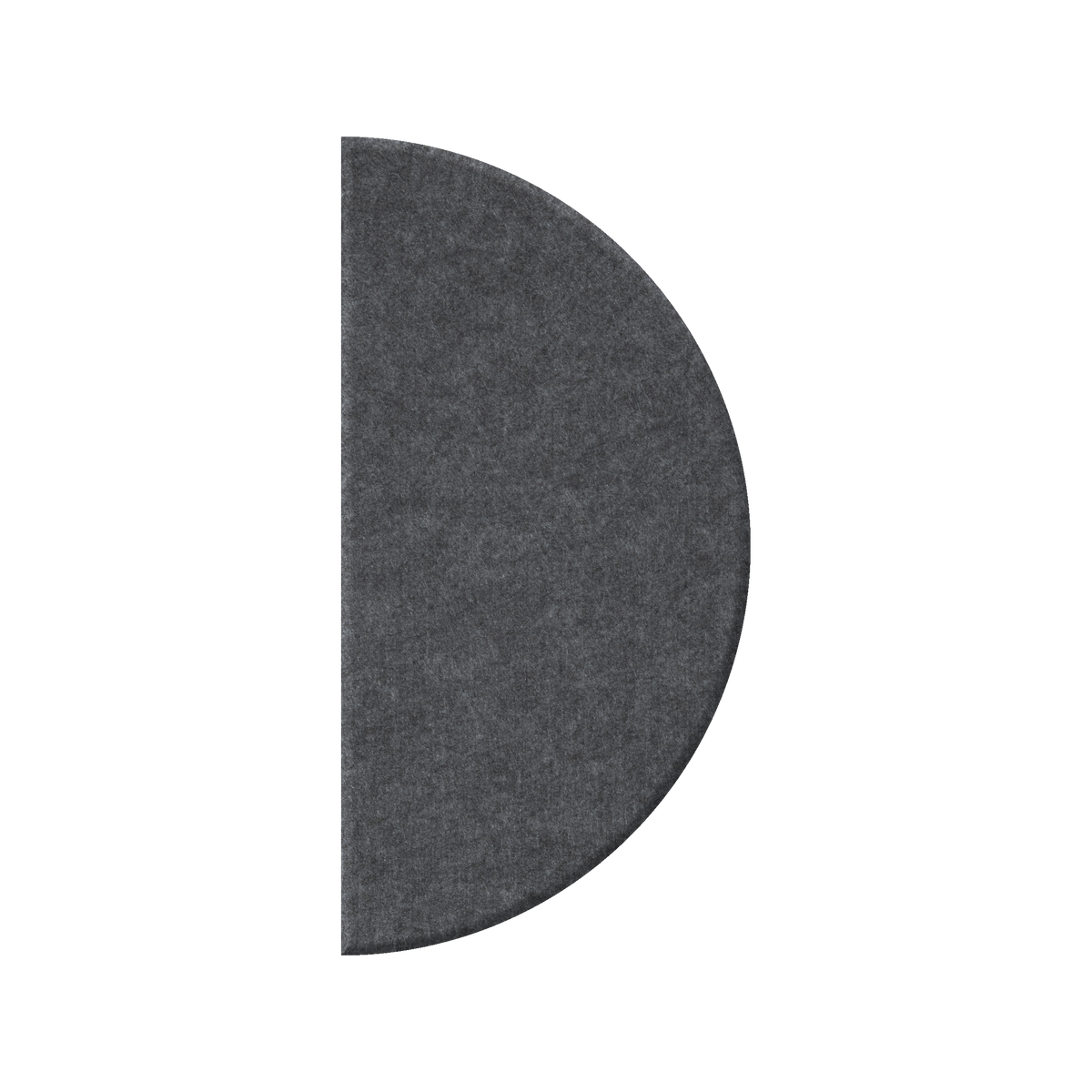 A dark gray felt or fabric semicircle panel shown against a plain white background.