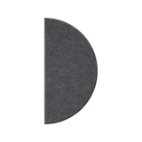 A dark gray felt or fabric semicircle panel shown against a plain white background.