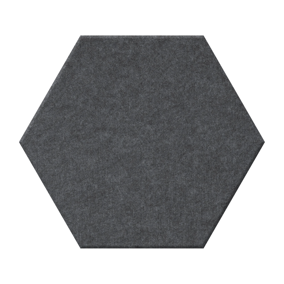 A single hexagonal dark gray felt acoustic panel shown against a plain white background.