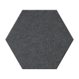 A single hexagonal dark gray felt acoustic panel shown against a plain white background.