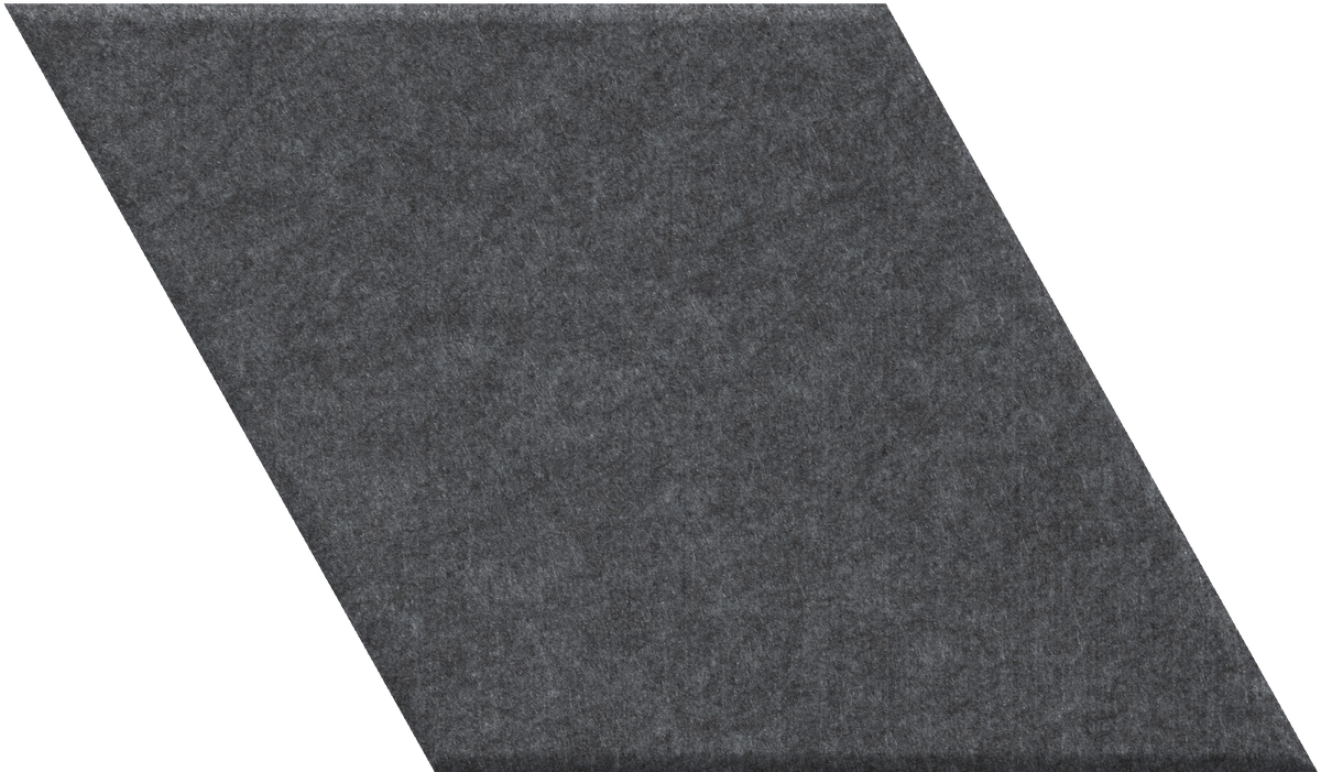 Dark gray diamond-shaped tile with textured surface displayed at an angle.