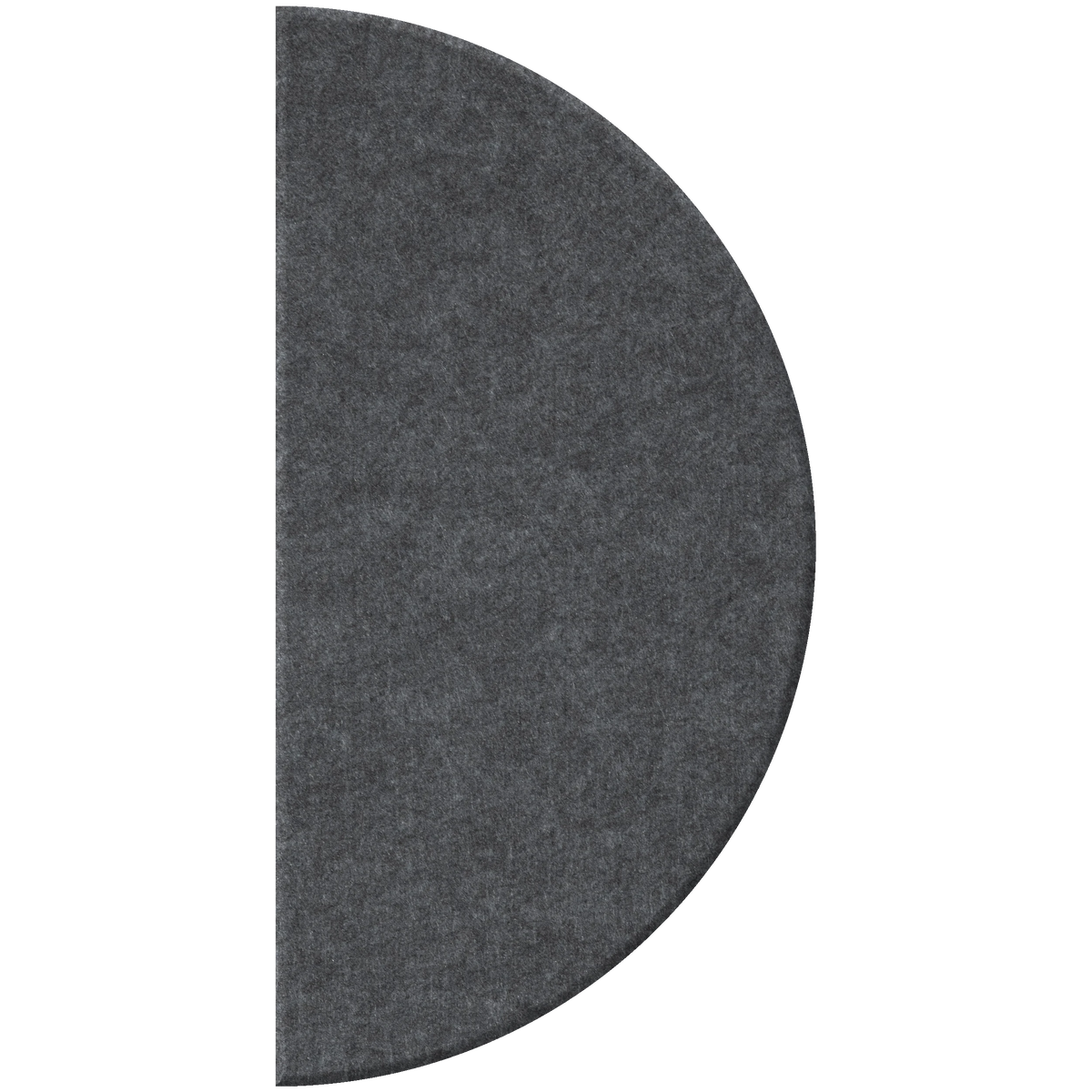 A dark gray felt or fabric-covered semicircular panel, shown against a plain white background.