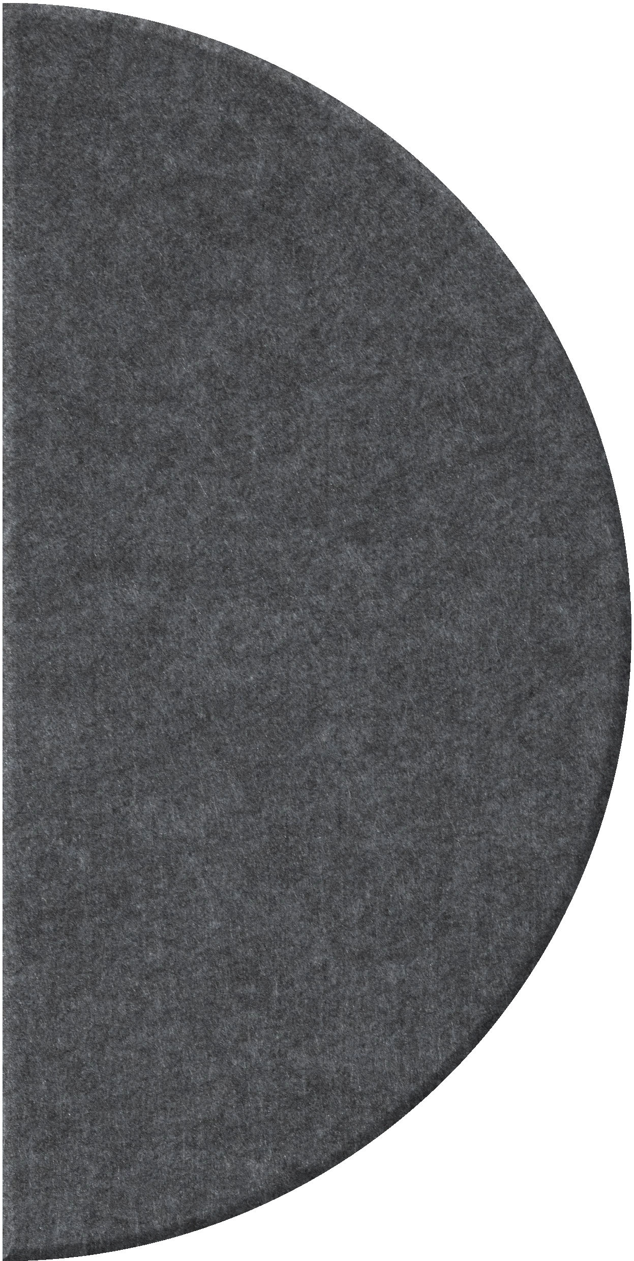 Dark gray half-circle tile with textured surface and curved edge.