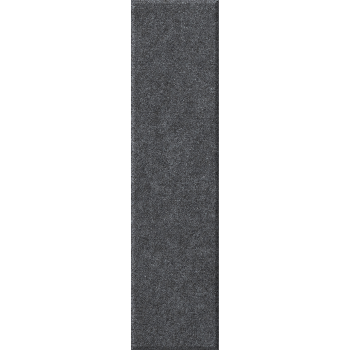 A long, narrow rectangular sample of dark charcoal gray textured material centered on a white background.