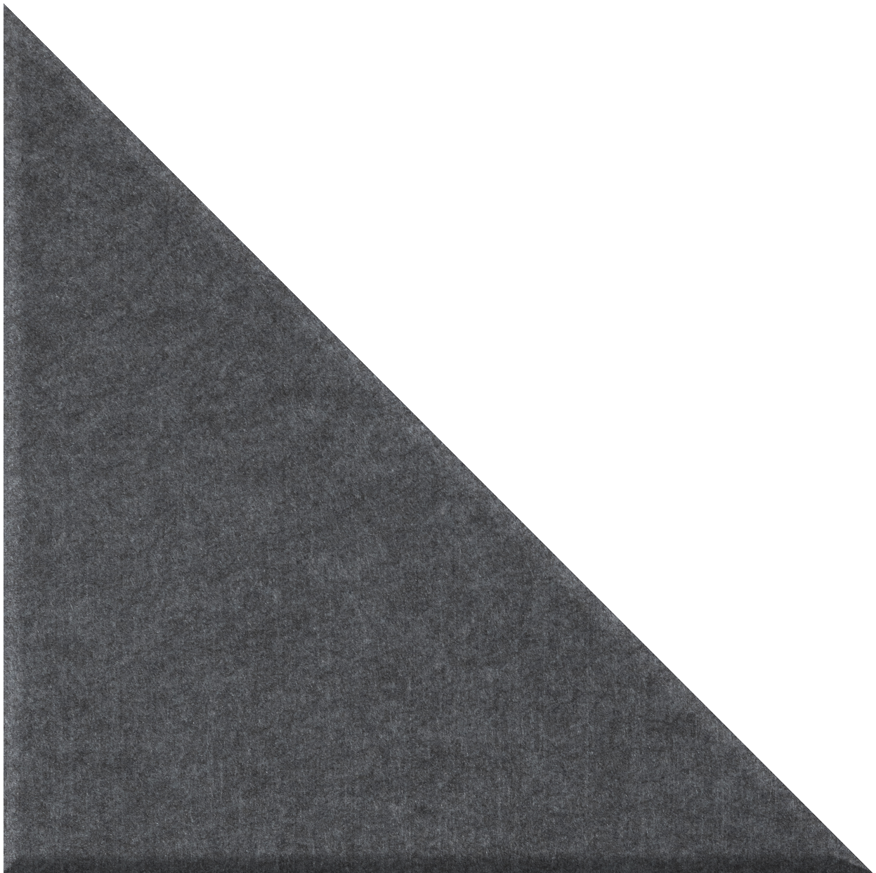 Dark gray right-angled triangle tile with textured surface.