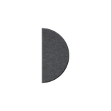 A dark gray, semi-circular felt or fabric panel with a textured surface, shown against a solid white background.