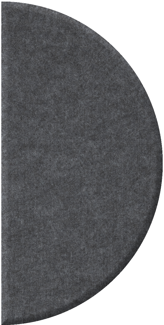 Dark gray half circle tile with textured surface.